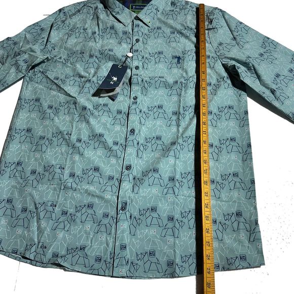 William Murray Scotch Blend Button Down Shirt Carolina Blue Scottie Size L NWT - Picture 11 of 15